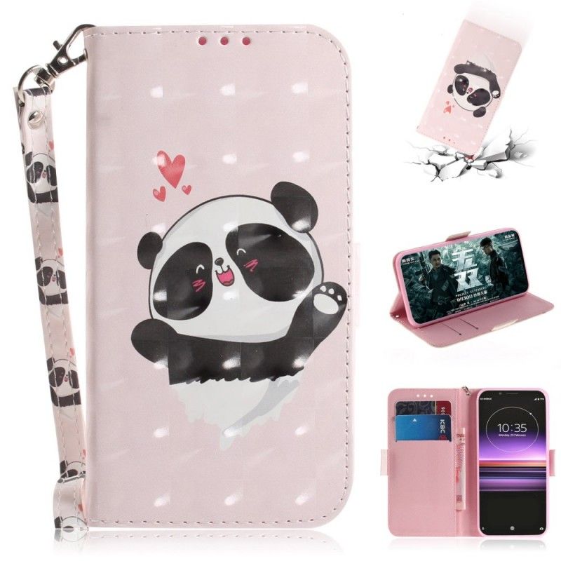 Etui Folio Sony Xperia 1 Panda Love Ze Stringami