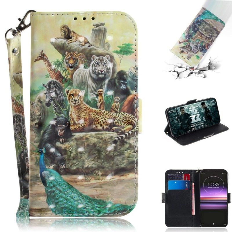 Etui Folio Sony Xperia 1 Zwierzęta Safari W Stringach Etui Ochronne