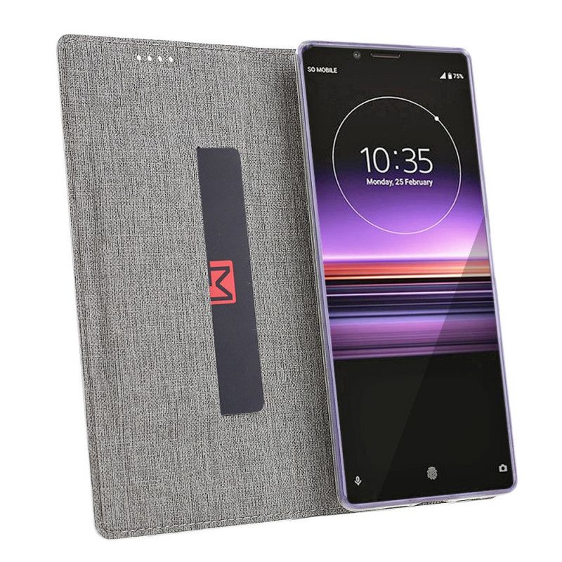 Flip Kotelot Sony Xperia 1 Złoty Czarny Etui na Telefon Teksturowany