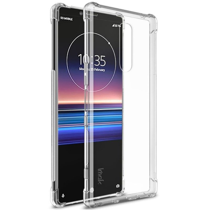 Futerały Sony Xperia 1 Przezroczysty Czarny Etui na Telefon Imak Dotyk Skóry