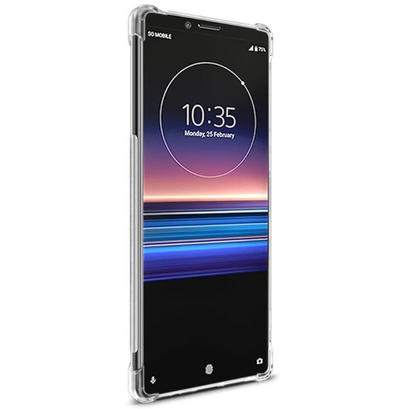 Futerały Sony Xperia 1 Przezroczysty Czarny Etui na Telefon Imak Dotyk Skóry