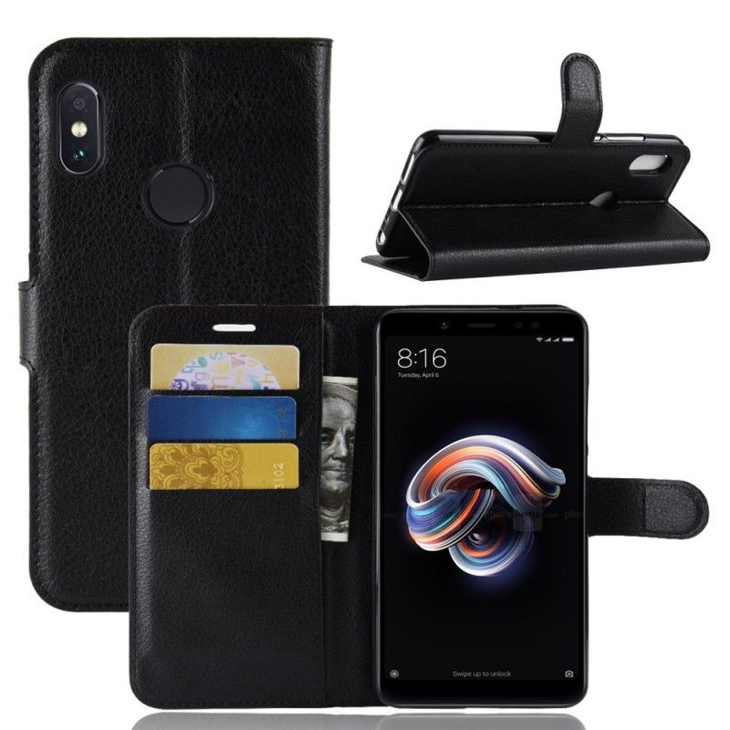 Etui Folio Xiaomi Redmi Note 5 Biały Czarny Klasyczny Etui Ochronne