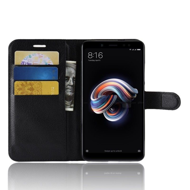 Etui Folio Xiaomi Redmi Note 5 Biały Czarny Klasyczny Etui Ochronne