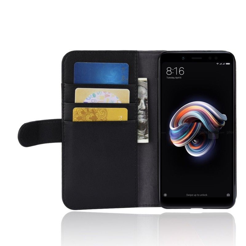 Etui Folio Xiaomi Redmi Note 5 Brązowy Czarny Dwoina Skórzana Etui Ochronne