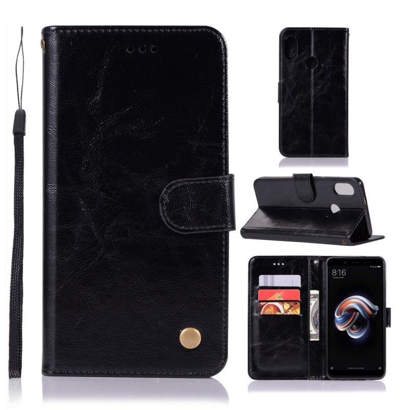 Etui Folio Xiaomi Redmi Note 5 Ciemnoczerwony Czarny Efekt Skóry W Stylu Vintage Z Paskiem Etui Ochronne