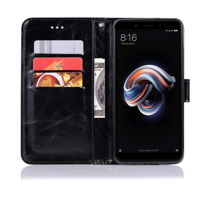 Etui Folio Xiaomi Redmi Note 5 Ciemnoczerwony Czarny Efekt Skóry W Stylu Vintage Z Paskiem Etui Ochronne