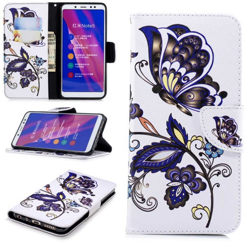 Etui Folio Xiaomi Redmi Note 5 Tatuaż Motyla