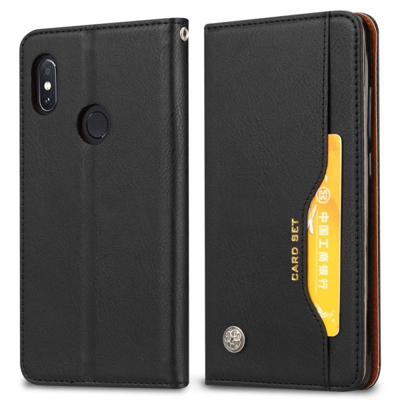 Flip Kotelot Xiaomi Redmi Note 5 Czerwony Czarny Etui Na Karty Ze Sztucznej Skóry