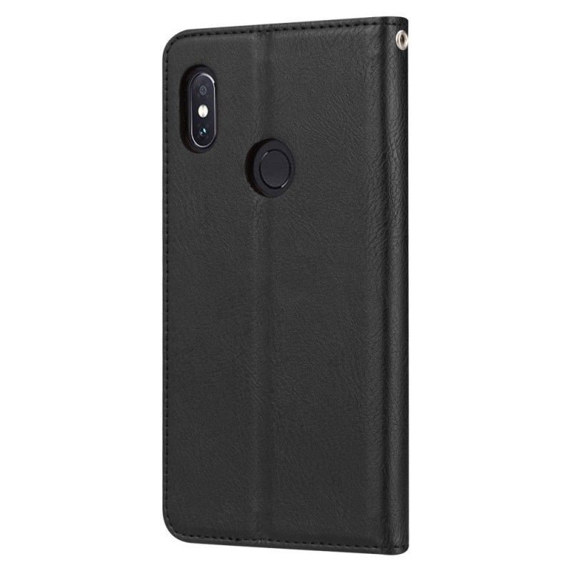 Flip Kotelot Xiaomi Redmi Note 5 Czerwony Czarny Etui Na Karty Ze Sztucznej Skóry