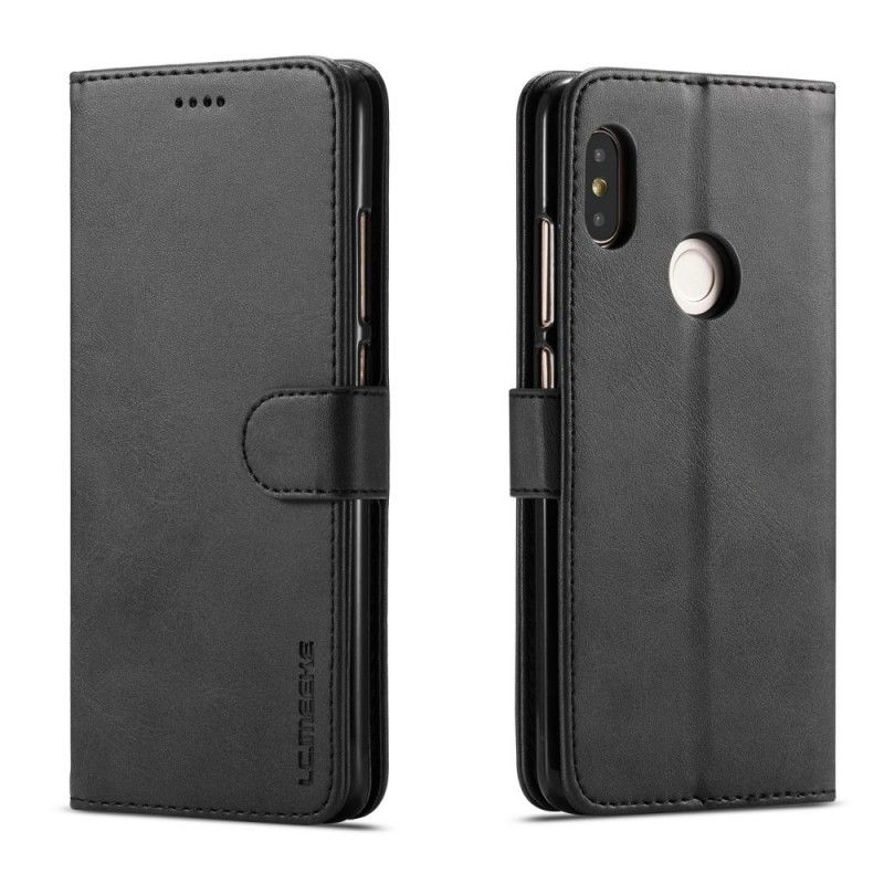 Skórzany Futerał Xiaomi Redmi Note 5 Szary Czarny Etui na Telefon Imitacja Skóry Lcimeeke