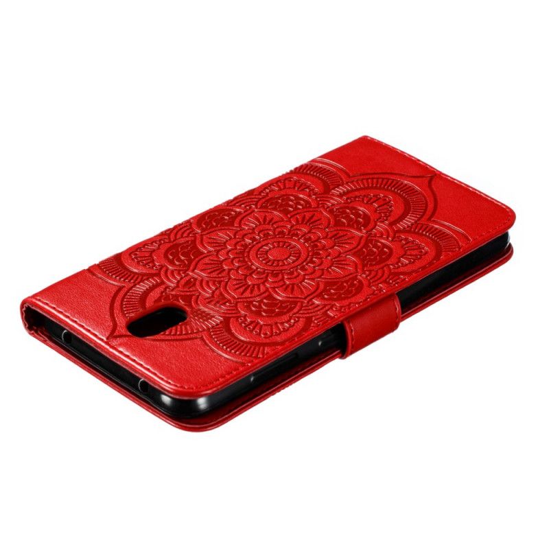 Etui Folio Xiaomi Redmi 8A Czerwony Szary Cała Mandala