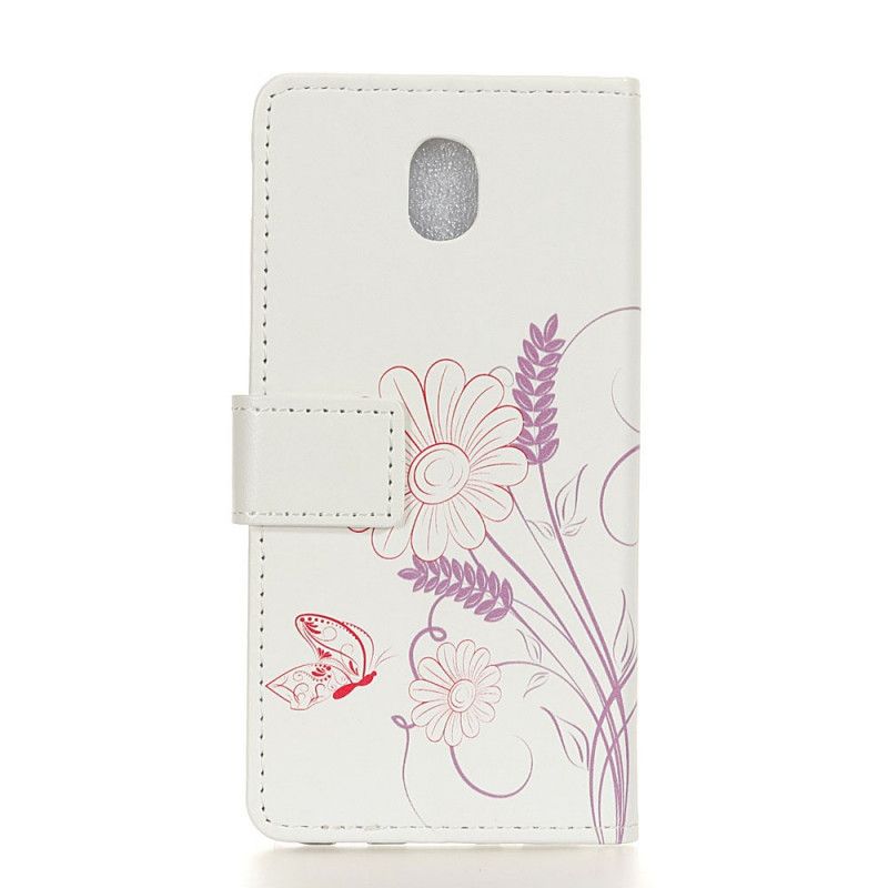 Etui Folio Xiaomi Redmi 8A Rysowanie Motyli I Kwiatów Etui Ochronne