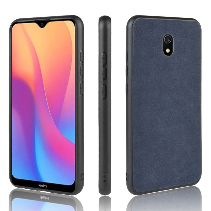 Etui Xiaomi Redmi 8A Granatowy Szary Efekt Skóry Premium Etui Ochronne