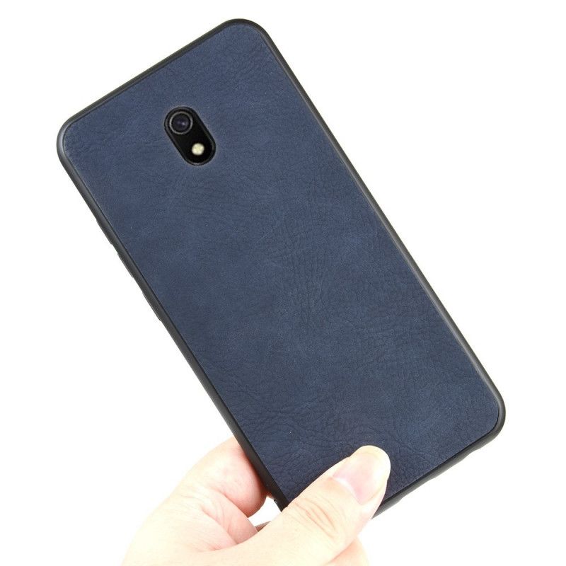 Etui Xiaomi Redmi 8A Granatowy Szary Efekt Skóry Premium Etui Ochronne