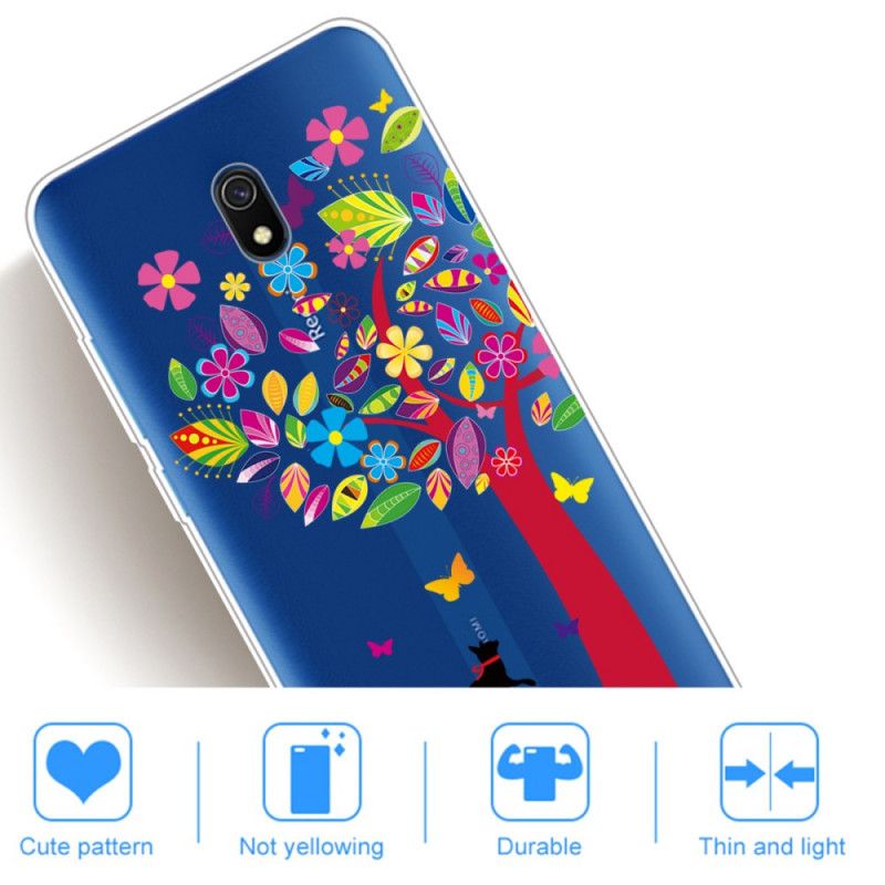 Etui Xiaomi Redmi 8A Kot Pod Kolorowym Drzewkiem Etui Ochronne