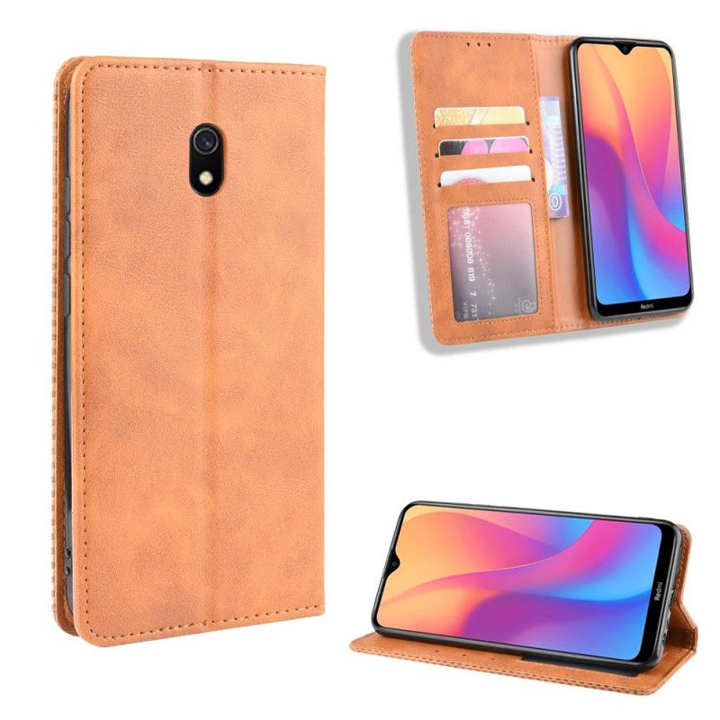 Flip Kotelot Xiaomi Redmi 8A Czerwony Czarny Stylizowany Efekt Skóry W Stylu Vintage