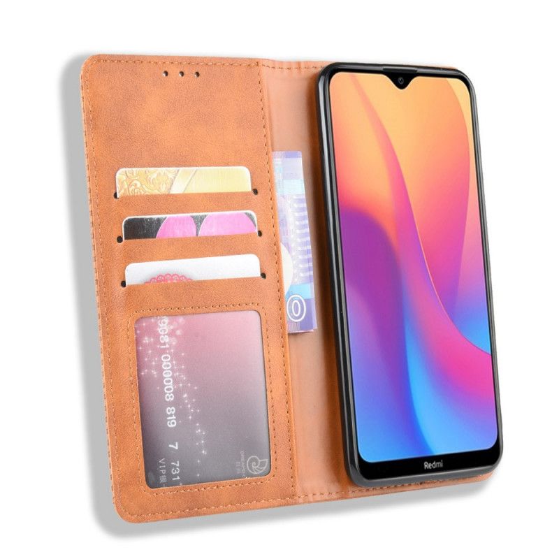 Flip Kotelot Xiaomi Redmi 8A Czerwony Czarny Stylizowany Efekt Skóry W Stylu Vintage