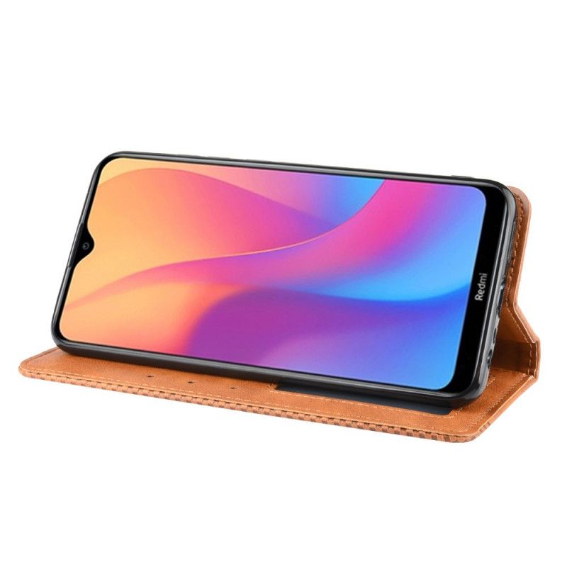 Flip Kotelot Xiaomi Redmi 8A Czerwony Czarny Stylizowany Efekt Skóry W Stylu Vintage