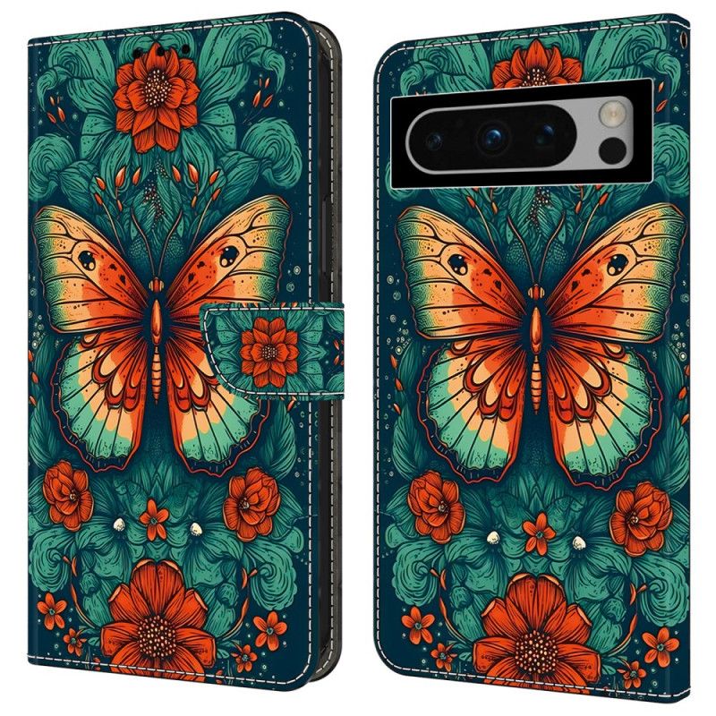 Etui Folio Google Pixel 9 Pro Xl Motyl Na Zielonym Tle