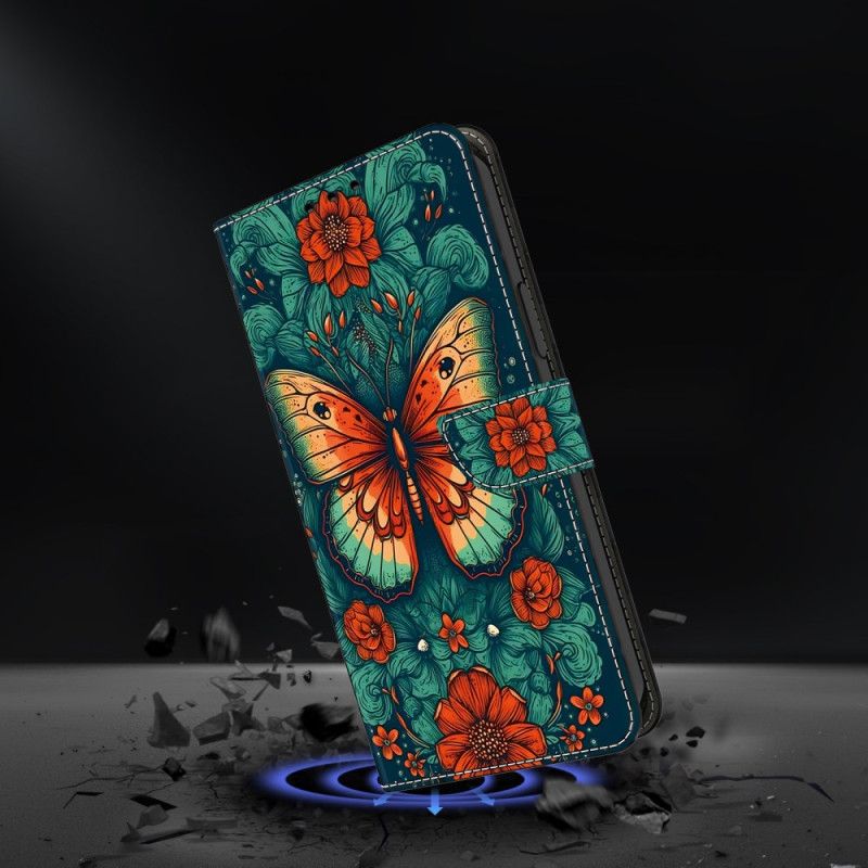 Etui Folio Google Pixel 9 Pro Xl Motyl Na Zielonym Tle