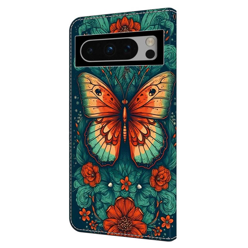 Etui Folio Google Pixel 9 Pro Xl Motyl Na Zielonym Tle