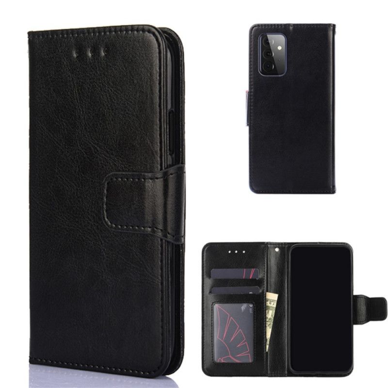 Etui Folio Samsung Galaxy A72 4G / A72 5G Czerwony Czarny Błyszcząca Imitacja Skóry Etui Ochronne