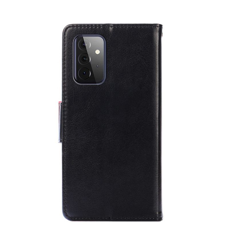 Etui Folio Samsung Galaxy A72 4G / A72 5G Czerwony Czarny Błyszcząca Imitacja Skóry Etui Ochronne