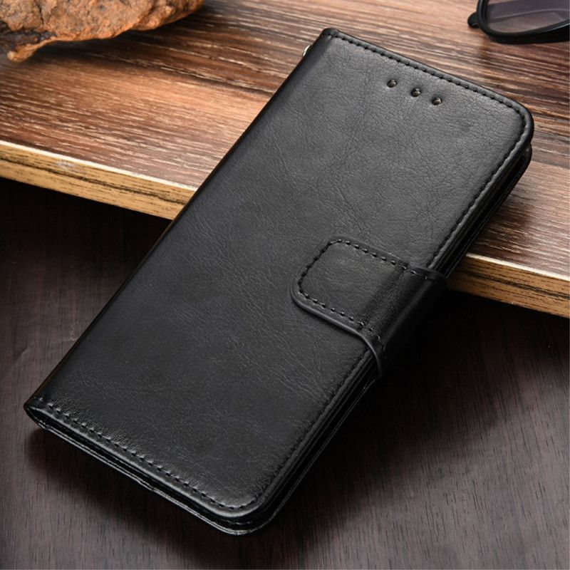 Etui Folio Samsung Galaxy A72 4G / A72 5G Czerwony Czarny Błyszcząca Imitacja Skóry Etui Ochronne