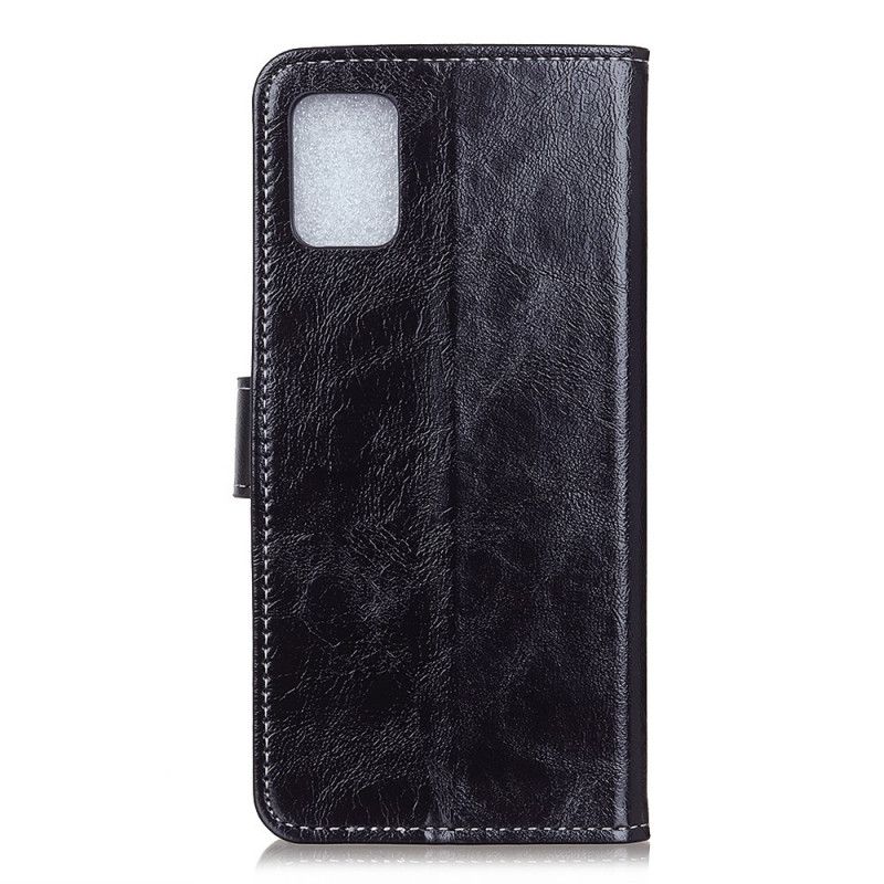 Etui Folio Samsung Galaxy A72 4G / A72 5G Czerwony Czarny Błyszczące I Widoczne Szwy