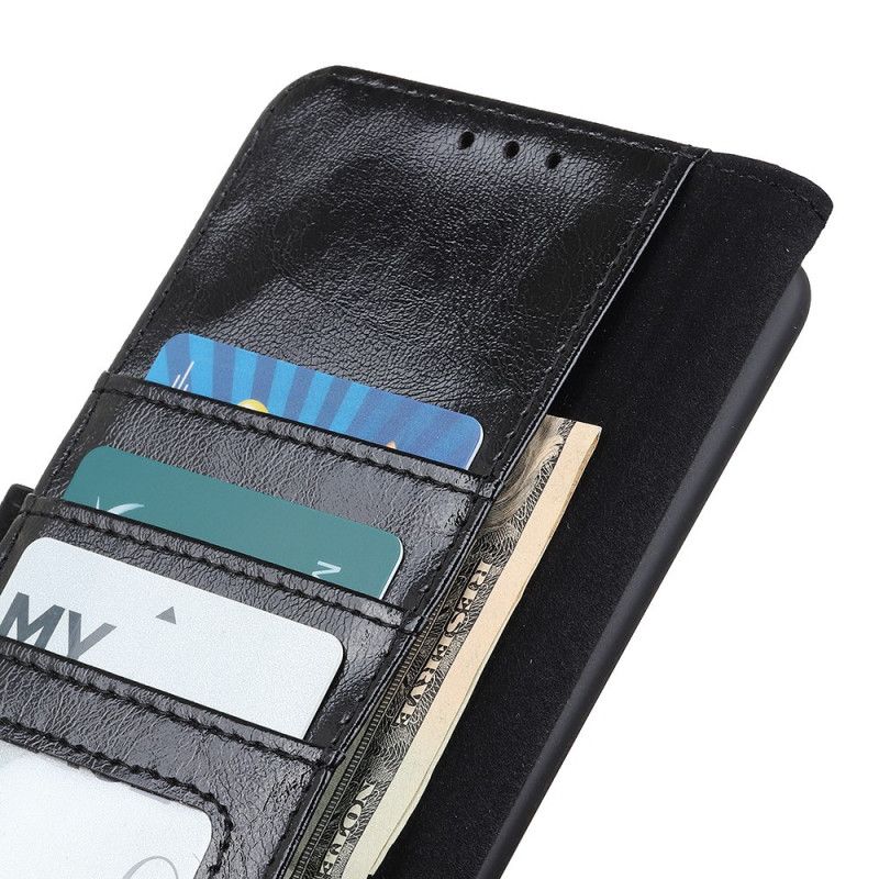 Etui Folio Samsung Galaxy A72 4G / A72 5G Czerwony Czarny Dwoina Błyszczącej Skóry Etui Ochronne