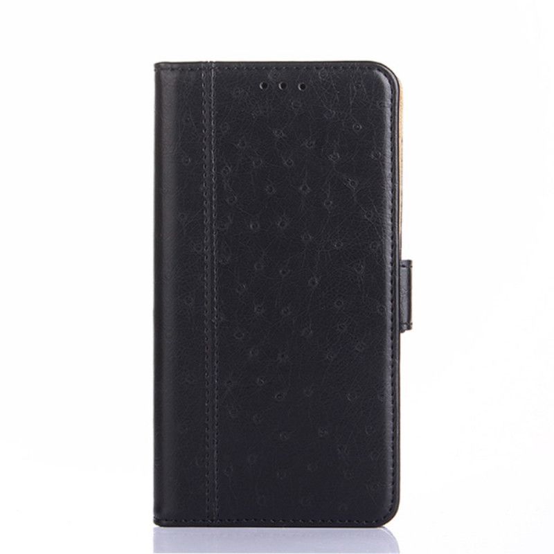 Etui Folio Samsung Galaxy A72 4G / A72 5G Czerwony Czarny Dwukolorowa Tekstura Skóry Strusia Etui Ochronne