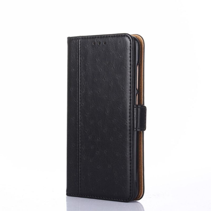 Etui Folio Samsung Galaxy A72 4G / A72 5G Czerwony Czarny Dwukolorowa Tekstura Skóry Strusia Etui Ochronne