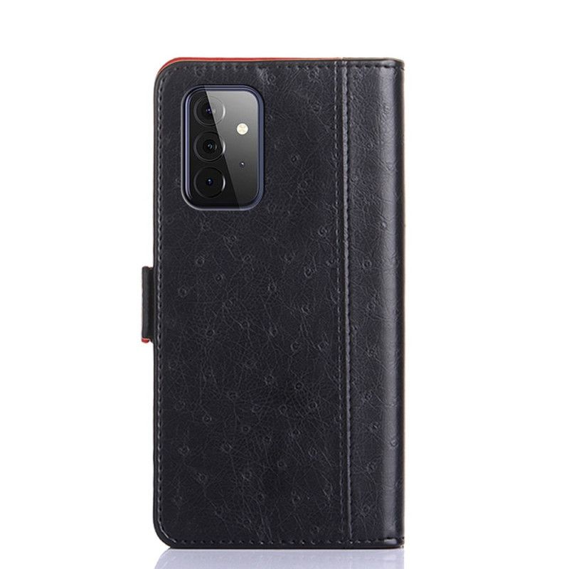 Etui Folio Samsung Galaxy A72 4G / A72 5G Czerwony Czarny Dwukolorowa Tekstura Skóry Strusia Etui Ochronne