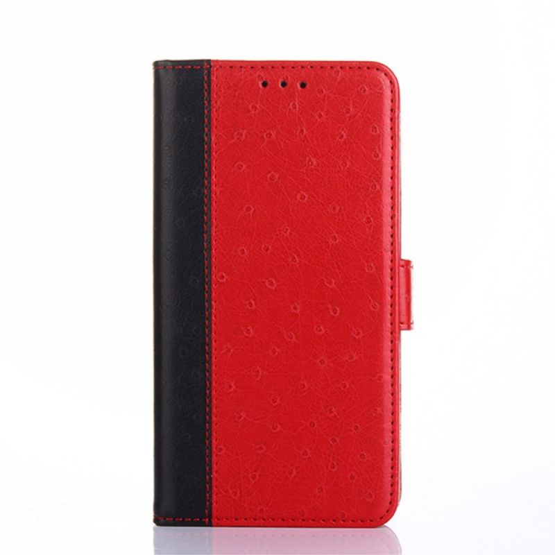 Etui Folio Samsung Galaxy A72 4G / A72 5G Czerwony Czarny Dwukolorowa Tekstura Skóry Strusia Etui Ochronne