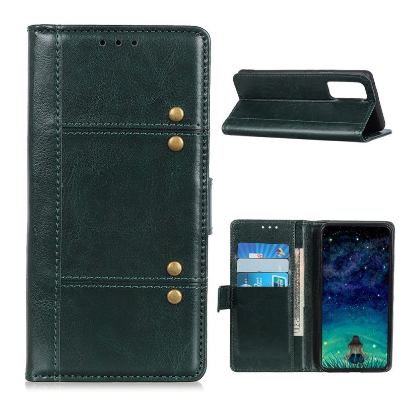 Etui Folio Samsung Galaxy A72 4G / A72 5G Czerwony Czarny Efekt Antycznej Skóry