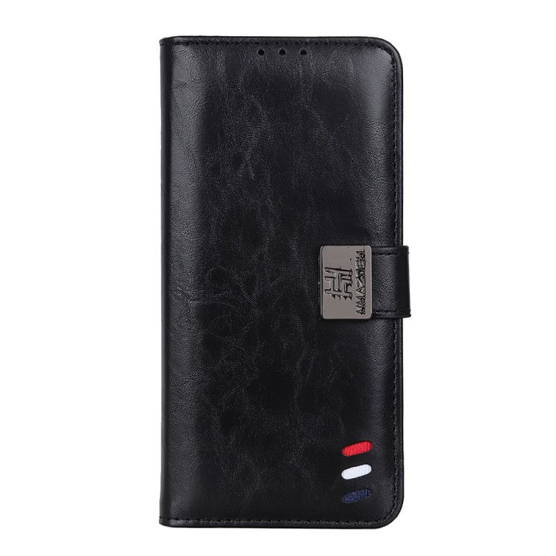 Etui Folio Samsung Galaxy A72 4G / A72 5G Czerwony Czarny Efekt Skóry Żubra Etui Ochronne