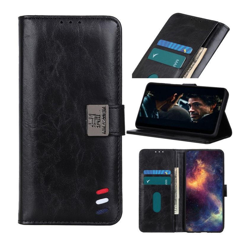 Etui Folio Samsung Galaxy A72 4G / A72 5G Czerwony Czarny Efekt Skóry Żubra Etui Ochronne