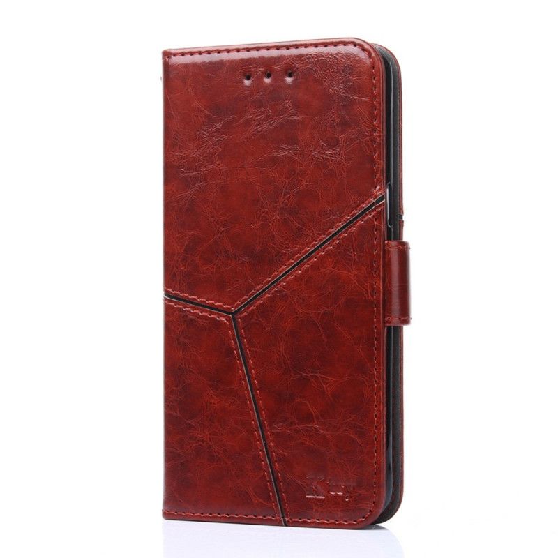 Etui Folio Samsung Galaxy A72 4G / A72 5G Czerwony Czarny Geometryczny Efekt Skóry