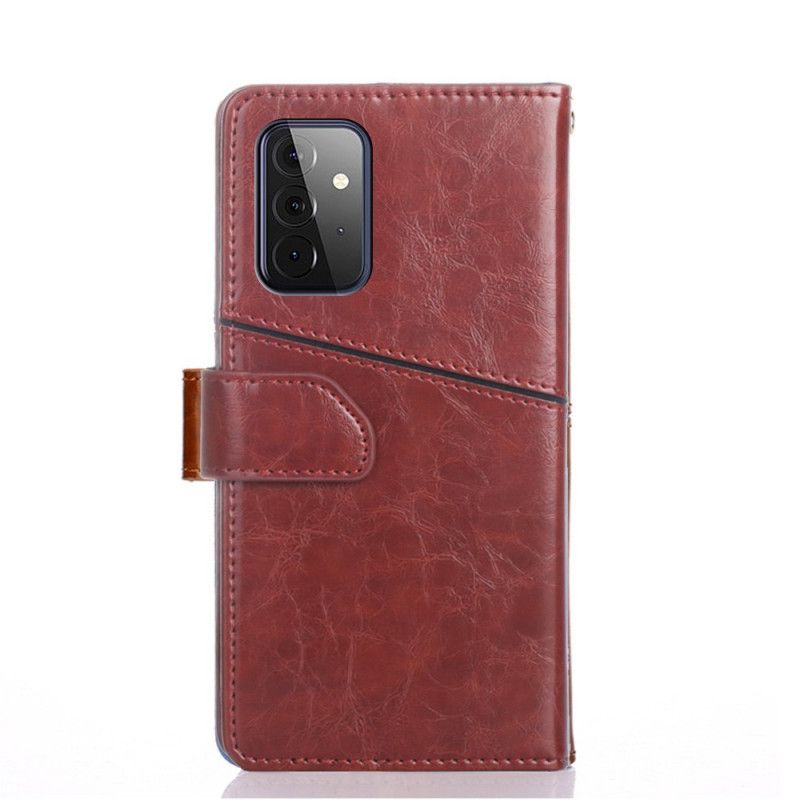 Etui Folio Samsung Galaxy A72 4G / A72 5G Czerwony Czarny Geometryczny Efekt Skóry