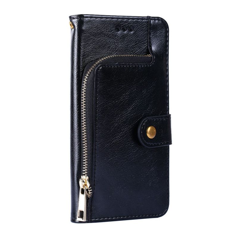 Etui Folio Samsung Galaxy A72 4G / A72 5G Czerwony Czarny Portmonetka Zapinana Na Zamek Etui Ochronne