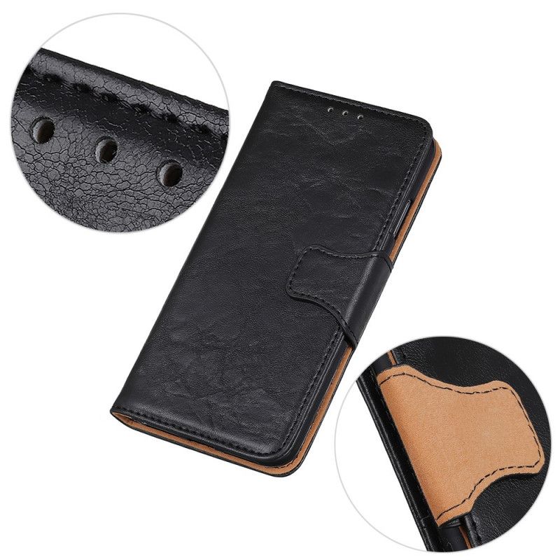 Etui Folio Samsung Galaxy A72 4G / A72 5G Czerwony Czarny Zapięcie Dwustronne Z Dwoiny Skóry