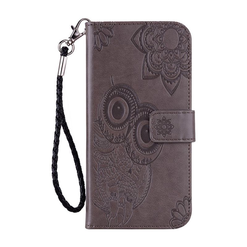 Etui Folio Samsung Galaxy A72 4G / A72 5G Czerwony Szary Mandala Sowy