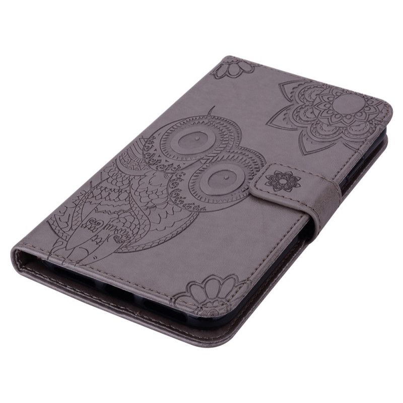 Etui Folio Samsung Galaxy A72 4G / A72 5G Czerwony Szary Mandala Sowy