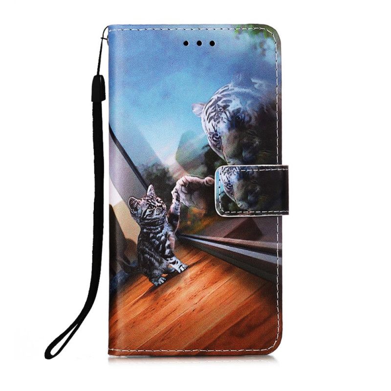 Etui Folio Samsung Galaxy A72 4G / A72 5G Jasnoniebieski Ciemnoniebieski Kociak