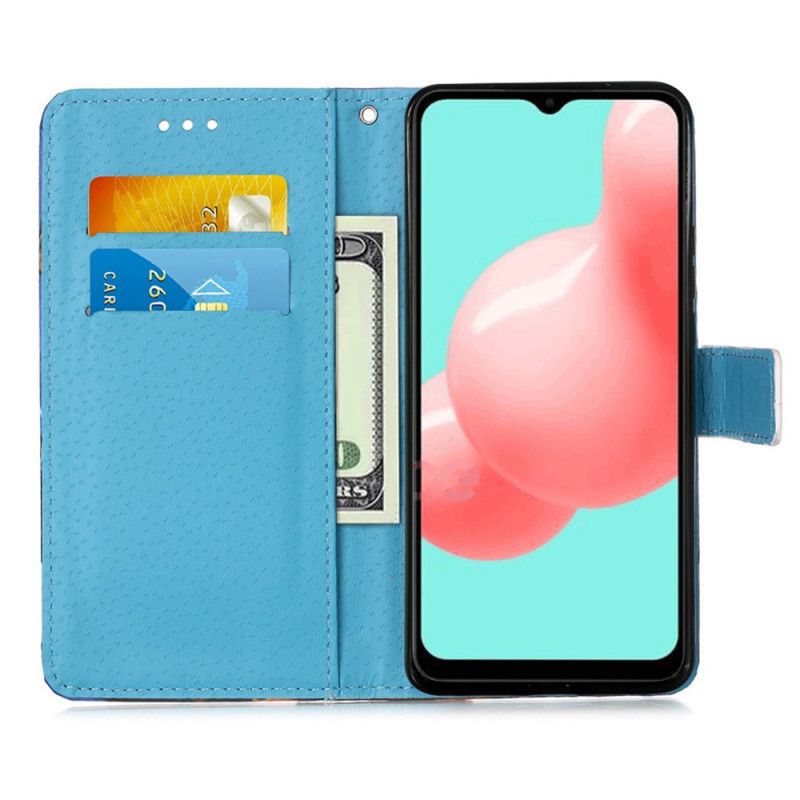 Etui Folio Samsung Galaxy A72 4G / A72 5G Jasnoniebieski Ciemnoniebieski Kociak