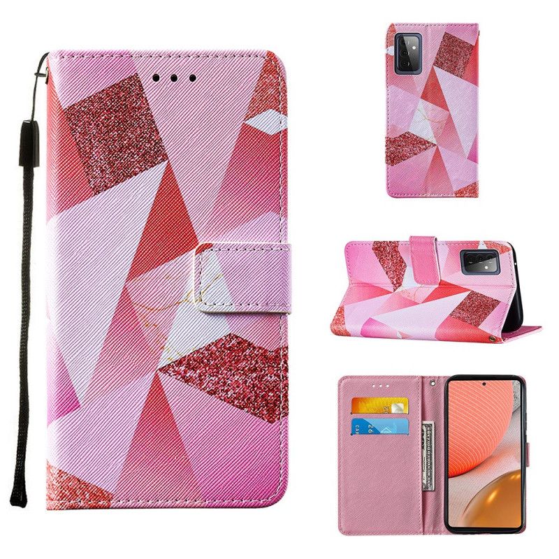 Etui Folio Samsung Galaxy A72 4G / A72 5G Różowa Grafika Etui Ochronne