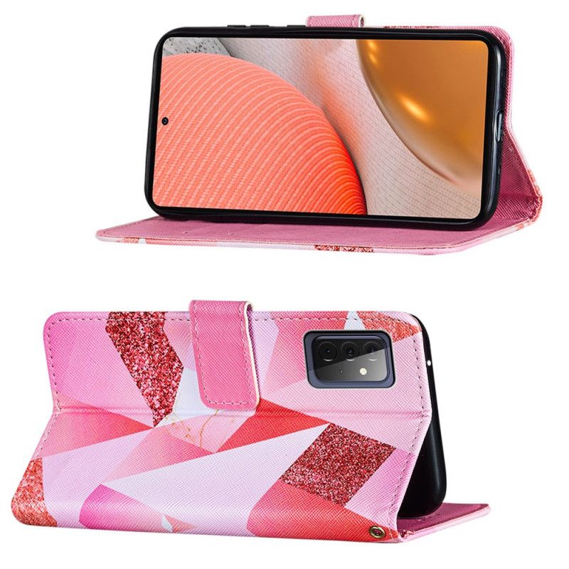 Etui Folio Samsung Galaxy A72 4G / A72 5G Różowa Grafika Etui Ochronne