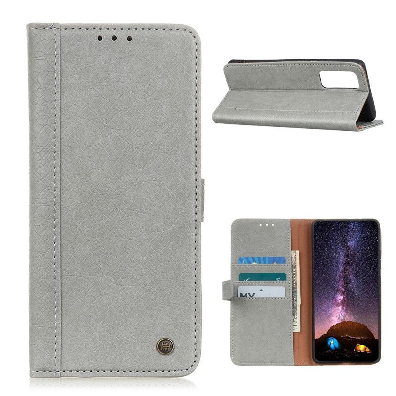 Etui Folio Samsung Galaxy A72 4G / A72 5G Szary Czarny Dwoina Z Nitem