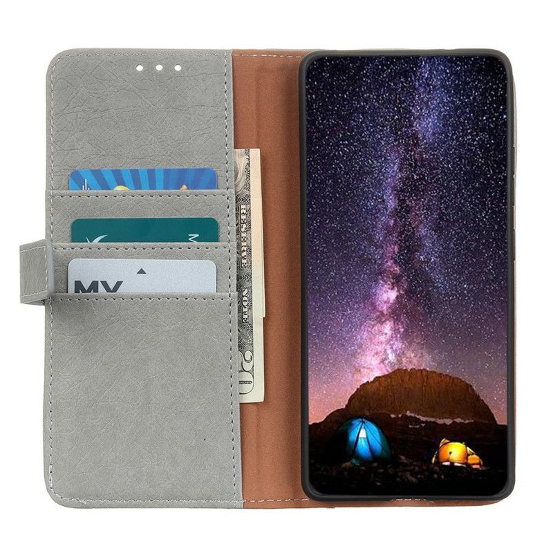 Etui Folio Samsung Galaxy A72 4G / A72 5G Szary Czarny Dwoina Z Nitem