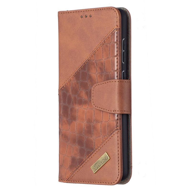 Etui Folio Samsung Galaxy A72 4G / A72 5G Szary Czarny Klasyczny Efekt Skóry Krokodyla Etui Ochronne